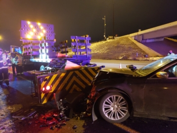 Vehicle Crash on Guardrail Attenuators